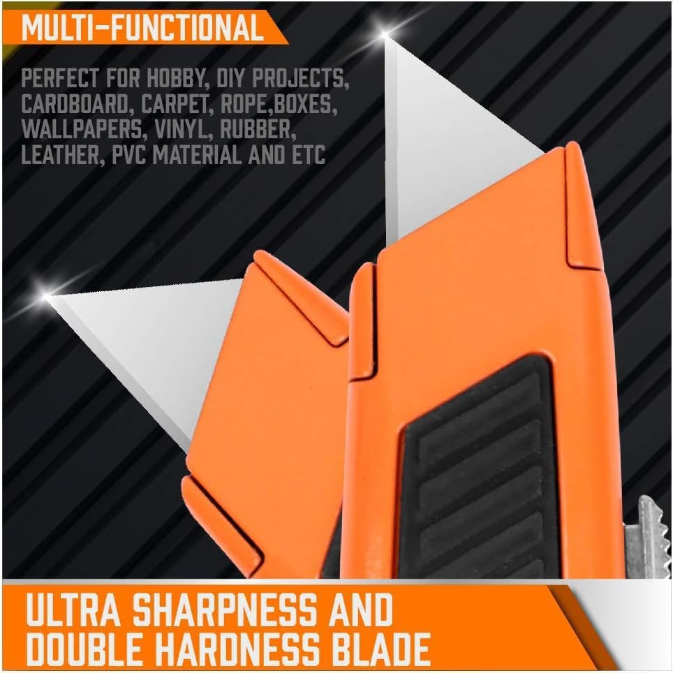 4-Pack Box Cutter Utility Knife, Heavy Duty Aluminum Shell Retractable Box Cutter for Cardboard, Boxes and Cartons, Extra 10 Blades