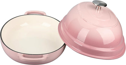 Enameled Oval Cast Iron Dutch Oven Pot with Lid, Bread Dutch Oven for Sourdough Bread Baking, Dutch Oven Bread, Bread Oven, 6QT, Pink