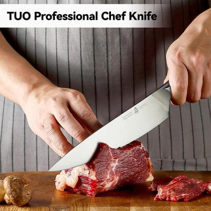 Chef Knife, 8 Inch Sharp Kitchen Knife with Pakkawood Handle, High Carbon Steel, Professional for Chopping & Dicing, Gift Box - Fiery Phoenix Series
