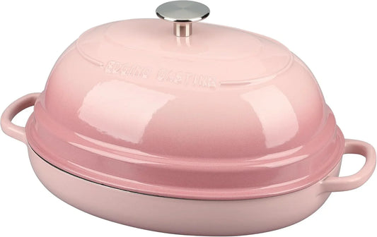 Enameled Oval Cast Iron Dutch Oven Pot with Lid, Bread Dutch Oven for Sourdough Bread Baking, Dutch Oven Bread, Bread Oven, 6QT, Pink
