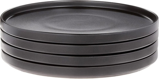 Coupe - Celina Stoneware round Dinner Plates Set, 4-Piece, Black Matte
