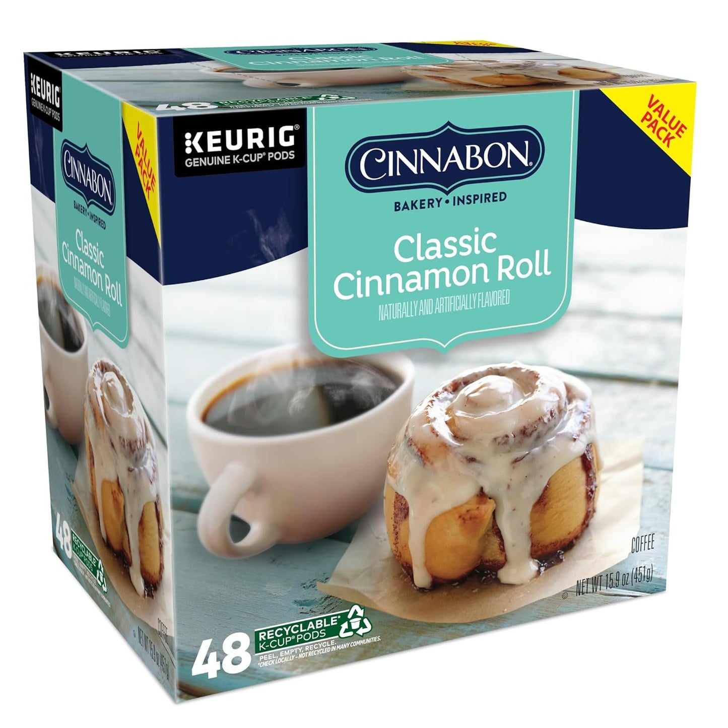Classic Cinnamon Roll Keurig Single-Serve K-Cup Pods, Light Roast Coffee, 48 Count