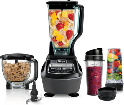 Kitchen System | All-In-One Food Processor & Blender for Smoothies | Includes Pitcher, (2) 16 Oz. To-Go Cups & 8-Cup Bowl | Makes Salsa, Dough, Shakes, & Frozen Drinks | 1500W | Black | BL770