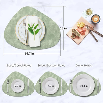 Placemats, Heat Resistant round Placemats Set of 8 Washable 13 X 17 Inch, Waterproof Table Mats Wipeable for Kitchen, Dining Room Table Christmas Decor, Green