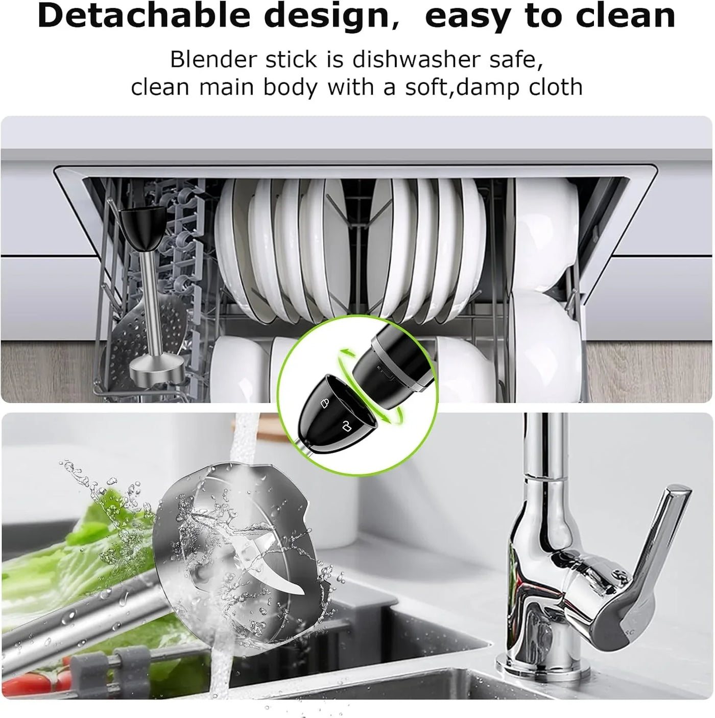 Hand Blender, Immersion Blender with 2 Mixing Speed, Electric Handheld Mixer Portable Stick Mixer with Stainless Steel Blades for Soup, Smoothie, Puree, Baby Food