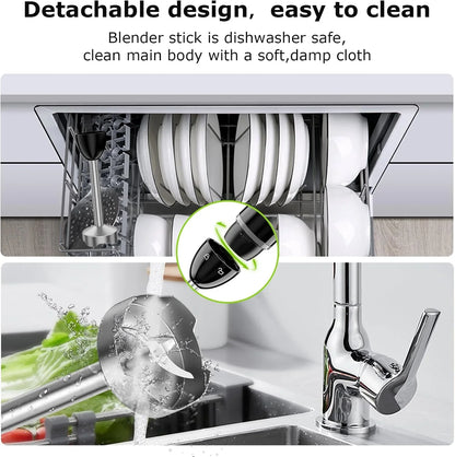 Hand Blender, Immersion Blender with 2 Mixing Speed, Electric Handheld Mixer Portable Stick Mixer with Stainless Steel Blades for Soup, Smoothie, Puree, Baby Food