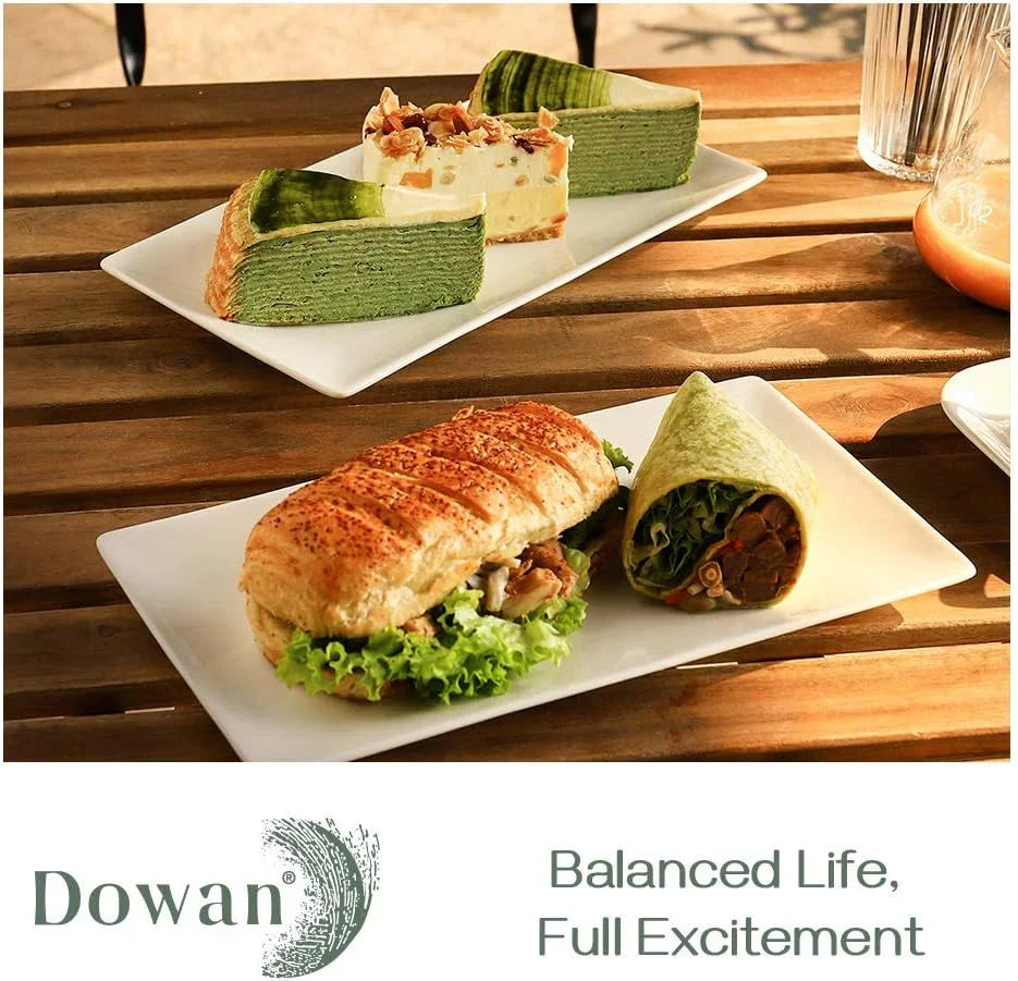 12" Rectangle Plates Set of 4 - White Serving Platters for Party, Wedding, and Entertaining - Rectangular Serving Trays Dishes for Steak, Taco, Sushi, Appetizer, Cake - Dishwasher & Oven Safe