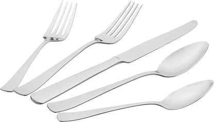 20-Piece Stainless Steel Flatware Set with Square Edge, Dishwasher Safe, Simple Design, Service for 4, Silver