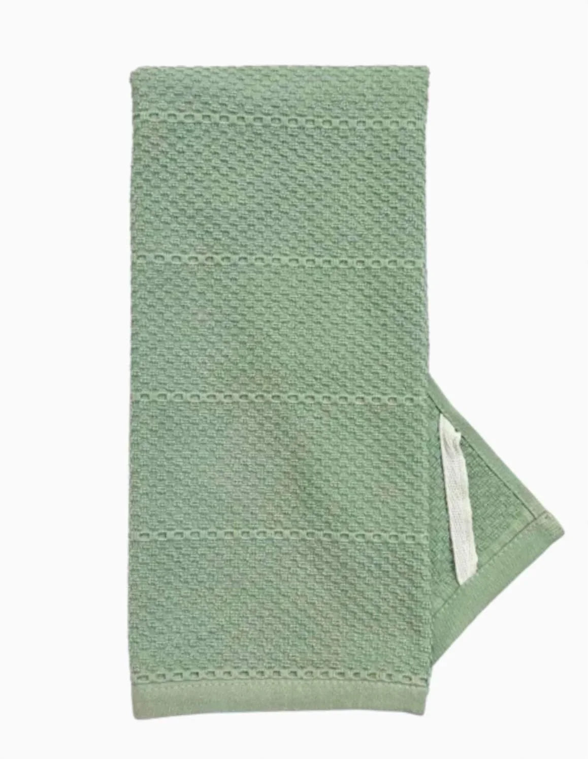 Sage Green Kitchen Dish Towels: 100% Cotton Cloth Soft Cleaning Drying Absorbent Textured Terry Loop, Set of 3 Multipurpose for Everyday Use