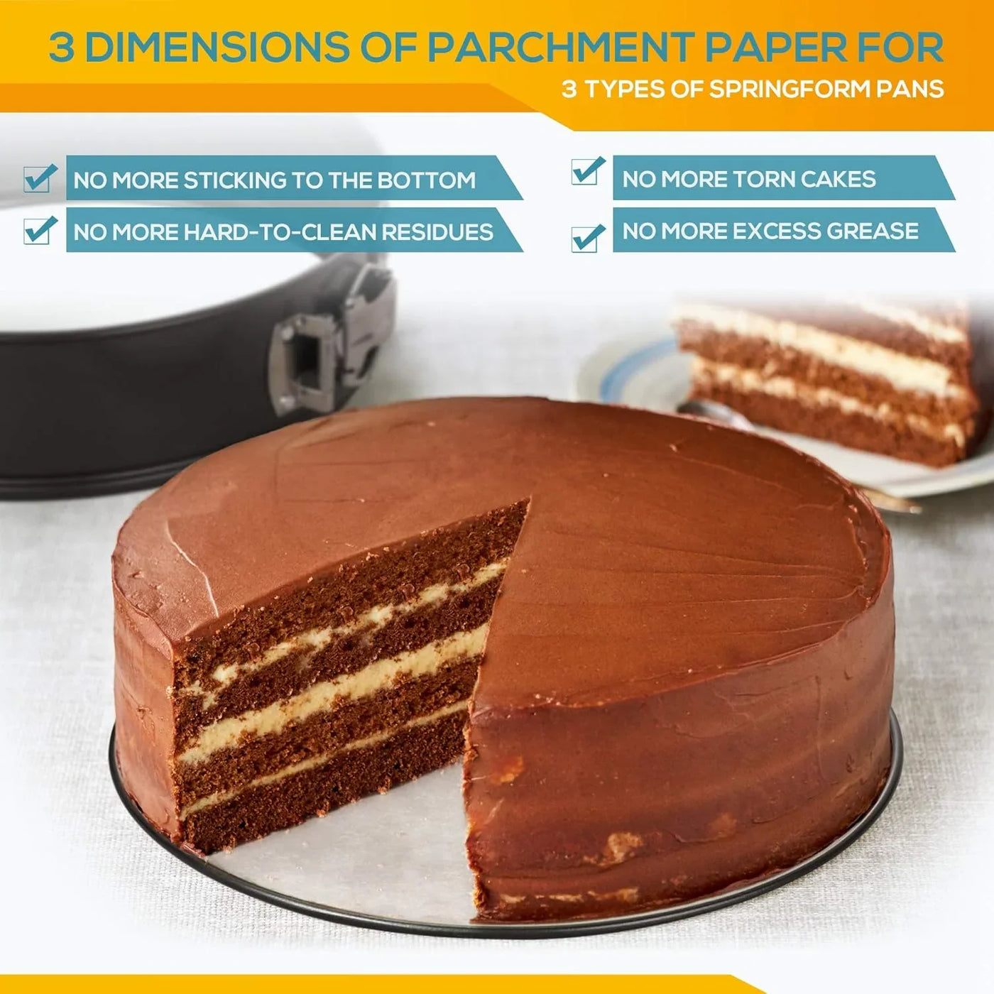 Springform Pan Set of 3 Non-Stick Leakproof round Cake Pan Set Includes 3 Pieces 6" 8" 10"