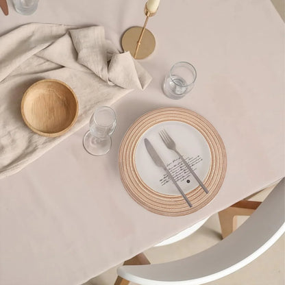 11.8In round Placemats Set of 4 Washable Boho Woven Circle Place Mats Plate Chargers Heat Resistant Non-Slip Braided Table Mat for Dining Tables Decor(Beige)
