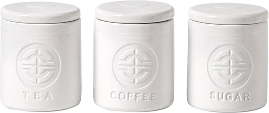 Subtle Gyre Ceramic Canisters Sets for the Kitchen Canisters for Countertop Set of 3 Airtight Coffee Canisters for Ground Coffee Sugar Container Tea Storage Jars with Lid