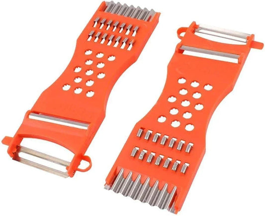 Vegetable Peeler, Metal Scraper Fruit Grater Slicer Vegetable Peeler 7 in 1 Multifunction Kitchen Cutter Tool Orange 2 Pcs