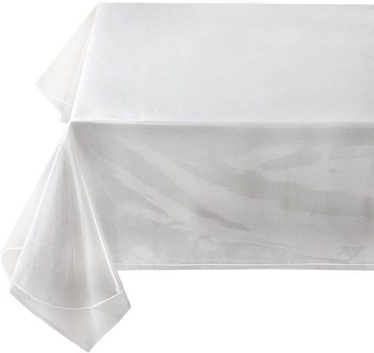 Heavy Duty Crystal Clear Plastic 100% Waterproof Tablecloth Protector, Vinyl PVC Table Cloth, Oil Spill Proof Wipe Clean Table Cover for Dining Tables (60" X 124" Rectangular/Oblong)