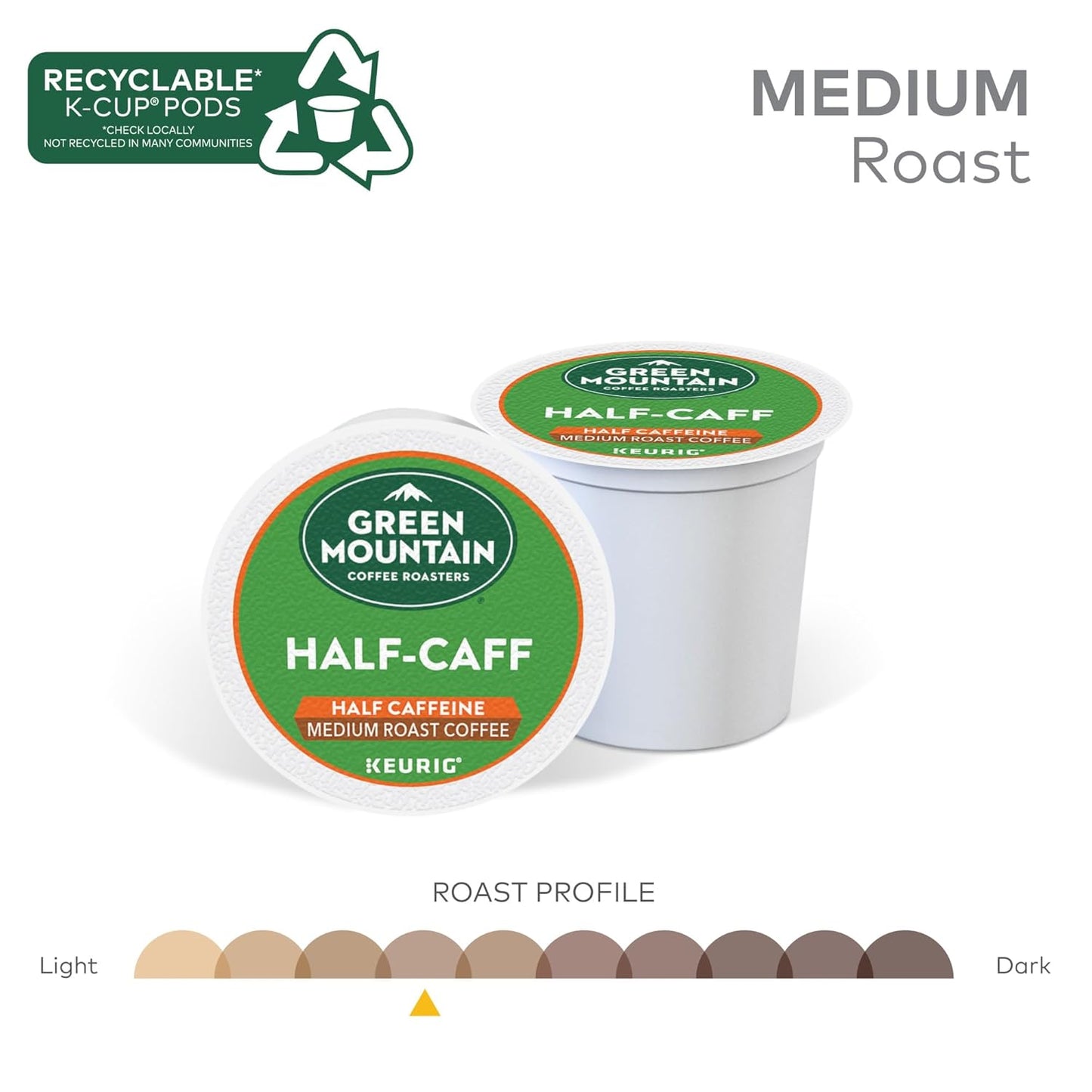 Half Caff Keurig Single-Serve K-Cup Pods, Medium Roast Coffee, 72 Count