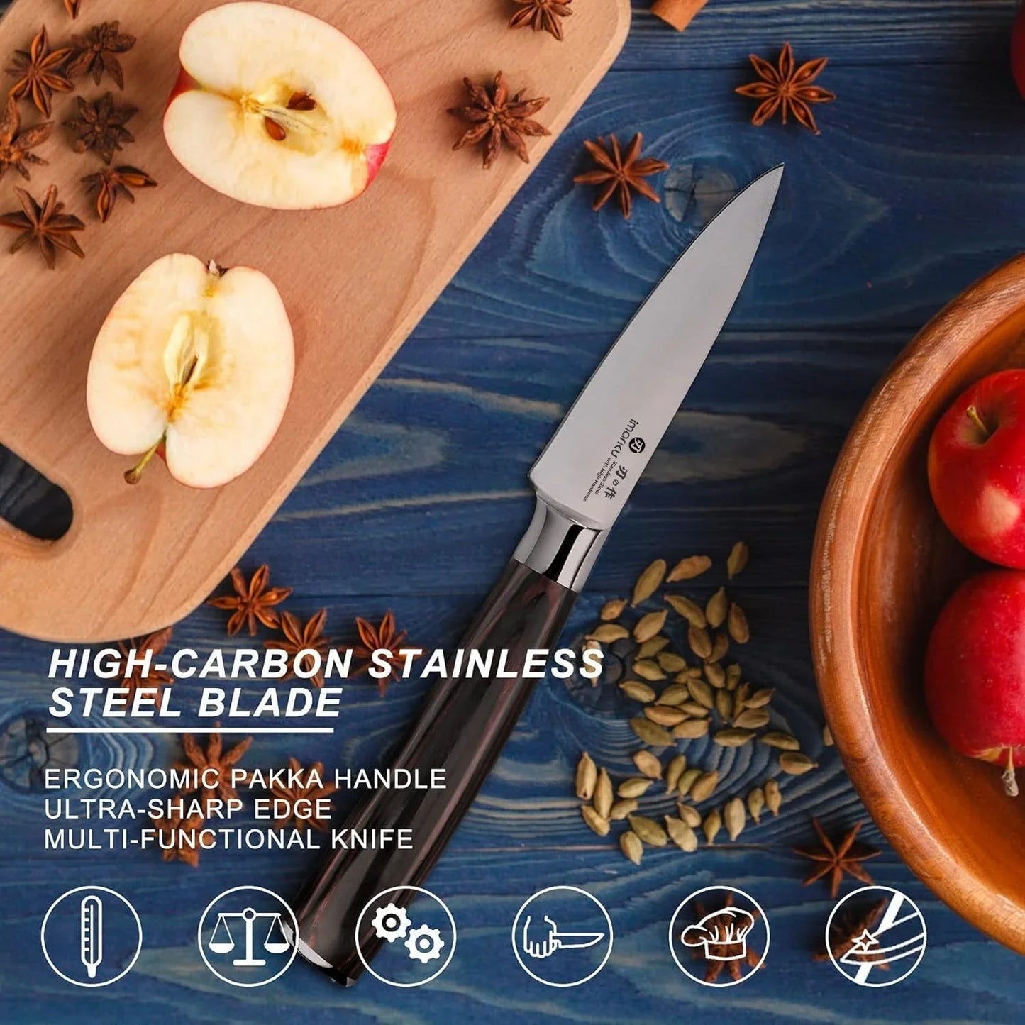 Paring Knife - Paring Knives, 3.5 Inch Small Kitchen Knifes - Japanese High Carbon Stainless Steel Fruit Knife, Ergonomic Pakkawood Handle, Ultra Sharp Blade, Unique Gifts for Men and Women