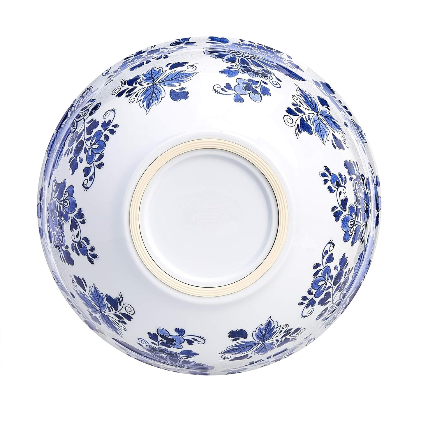 Nesting Melamine Mixing Bowls with Lids and Non-Slip Base, Dishwasher Safe, Space Saving, 5 Sizes, Blue and White Floral, Set of 10
