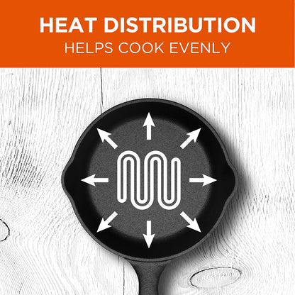 6.5-Inch Cast Iron Skillet Pan, Pre-Seasoned Cast Iron, Integrated Hanging Hole in Handle, Works on All Cooktops Including Induction, Outdoor Skillet for Campfires or Grills, CHFL650