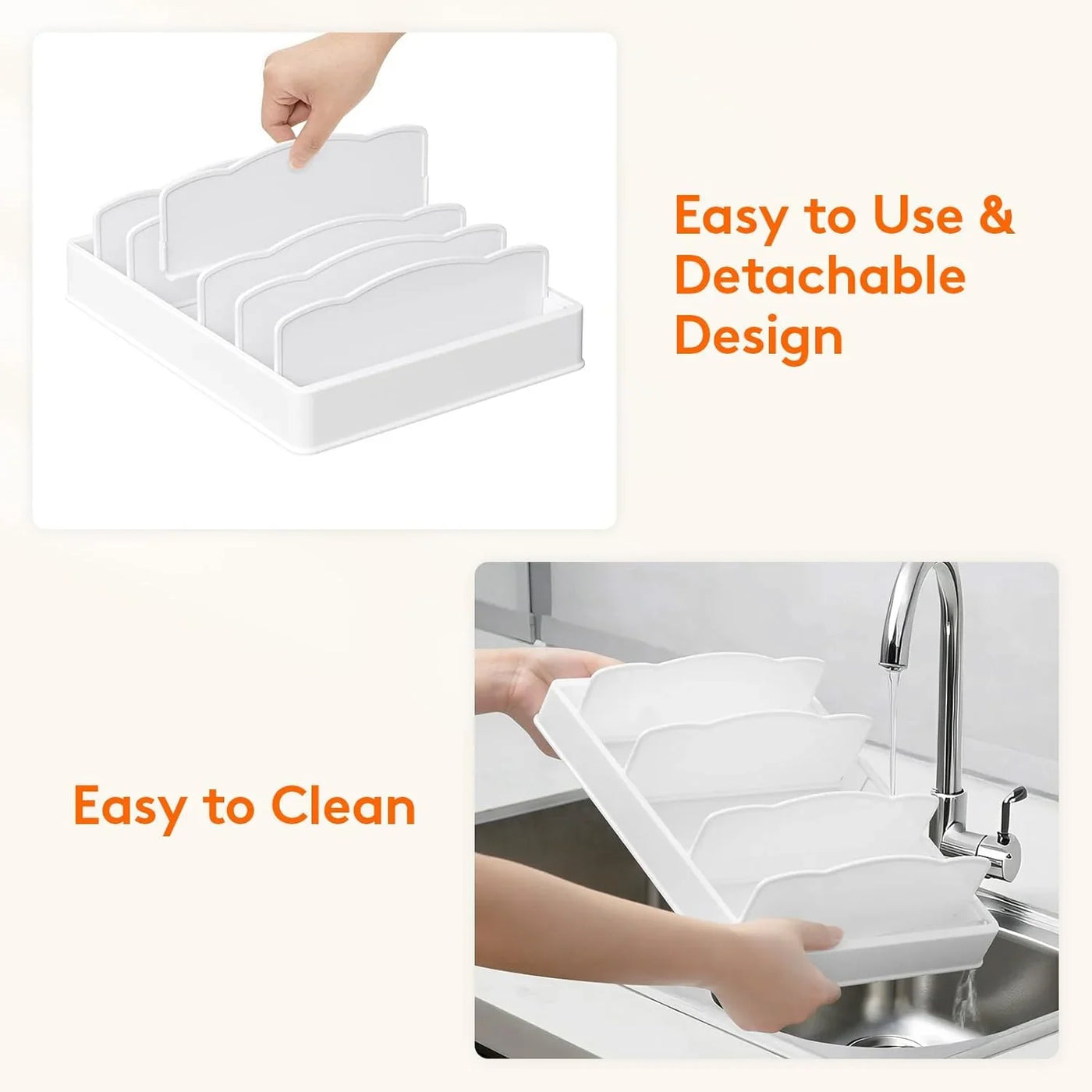 Kitchen Cabinet Organizer for Food Contanier Lid, Lid Holder with 6 Adjustable Dividers & 7 Sections for Pantry Organizers and Storage, Home Drawer Organization, Large, 13" X 10"