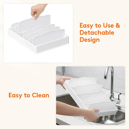 Kitchen Cabinet Organizer for Food Contanier Lid, Lid Holder with 6 Adjustable Dividers & 7 Sections for Pantry Organizers and Storage, Home Drawer Organization, Large, 13" X 10"