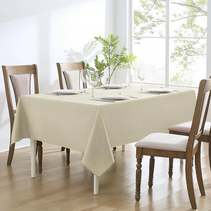 Faux Linen Rectangle Tablecloths 52X70 Inch Beige Waterproof Table Cloths for 4Ft Dining Table Banquets Buffet Parties and Wedding 1 Pack