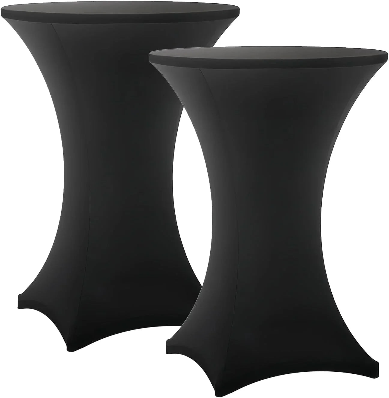 Cocktail Table Covers - 2 Pack 32X43 Inch Table Cloth - Black Fitted Stretch Spandex round High Top Tablecloth for Party, Bar, Birthday, Pub, Banquet