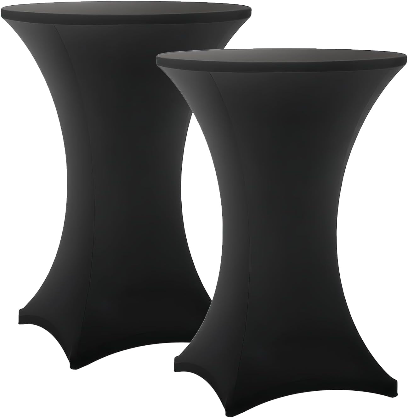 Cocktail Table Covers - 2 Pack 32X43 Inch Table Cloth - Black Fitted Stretch Spandex round High Top Tablecloth for Party, Bar, Birthday, Pub, Banquet