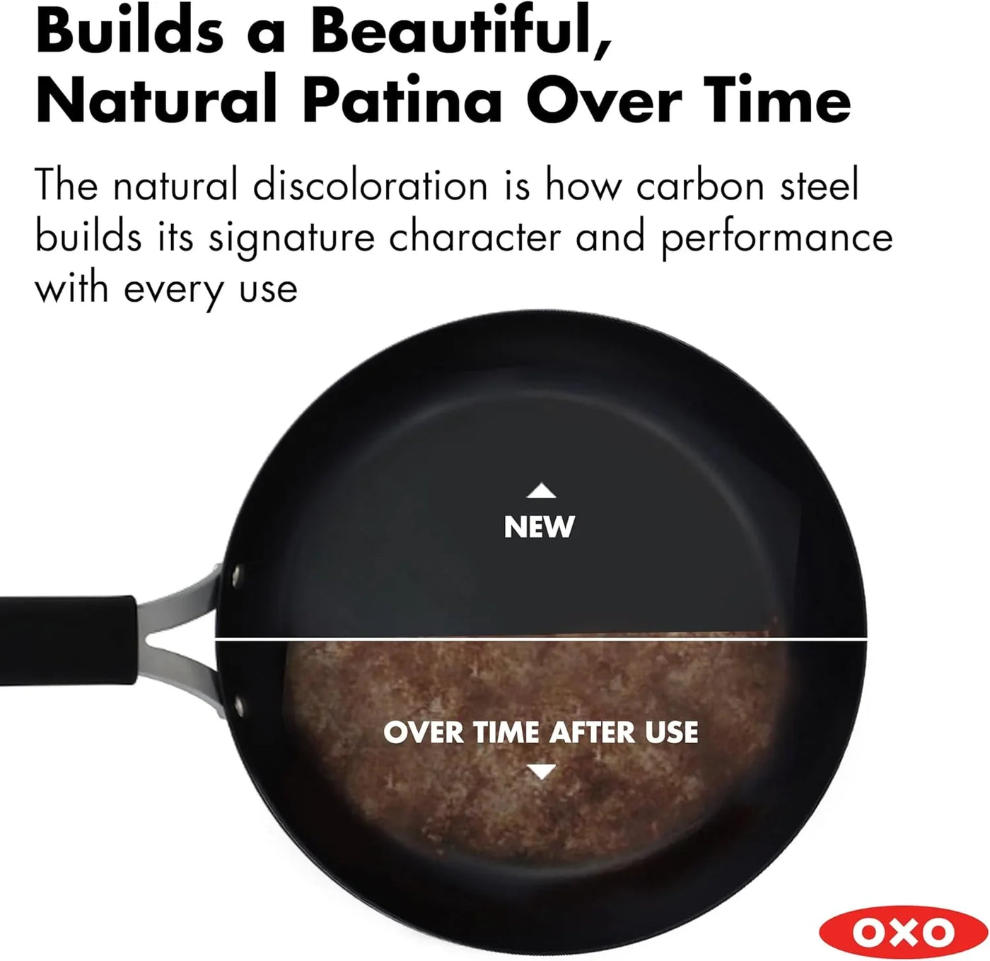 Obsidian Pre-Seasoned Carbon Steel, 10" Frying Pan Skillet with Removable Silicone Handle Holder, Induction, Oven Safe, Black