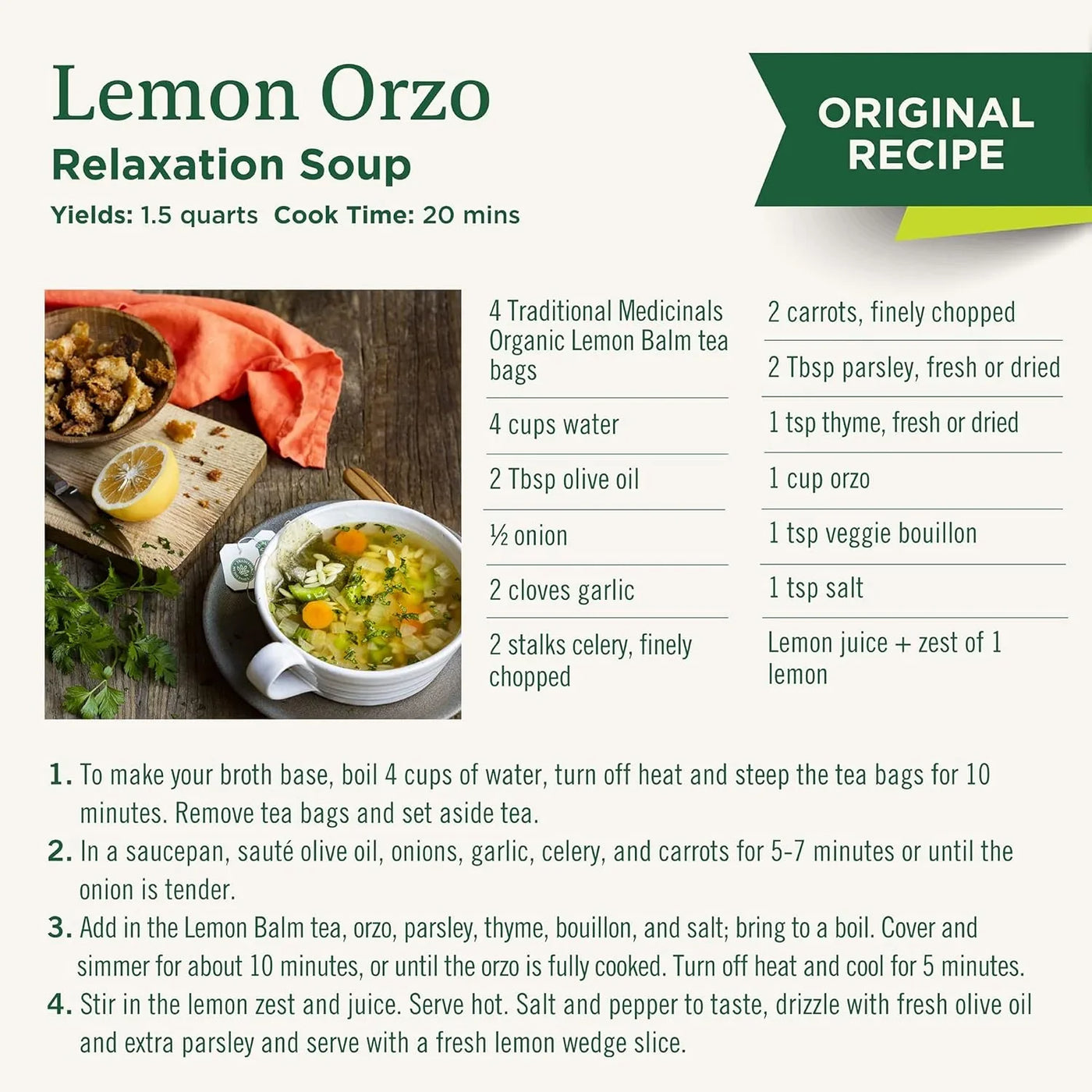 Organic, Lemon Balm - Supports Stress Relief & Digestive Health - Kosher, Non-Gmo, Caffeine-Free, Compostable - 16 Tea Bags