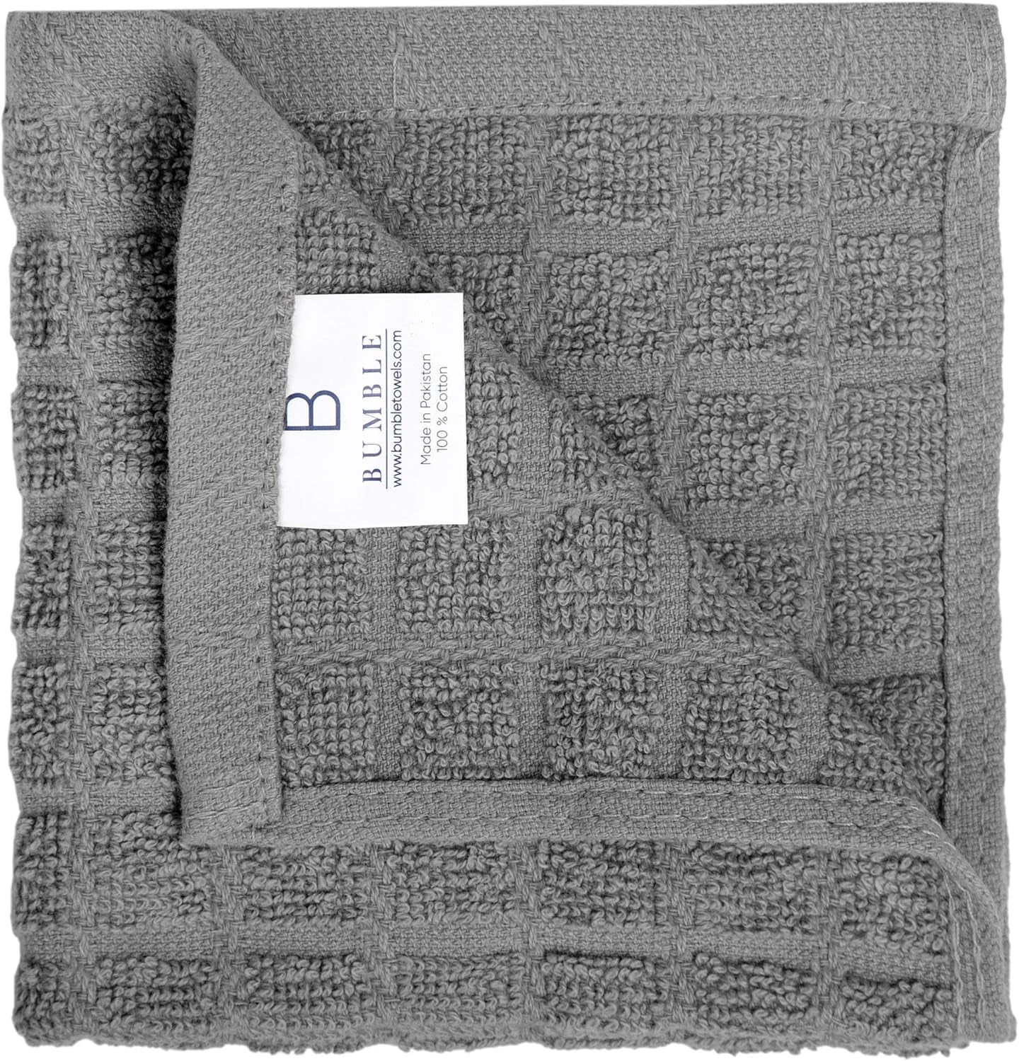 Bumble Dish Cloths (8 Pack) | 12" X 12" | 100% Cotton Kitchen Towels | 405 GSM | Soft, Highly Absorbent & Durable Dish Towels for Kitchen | Gray