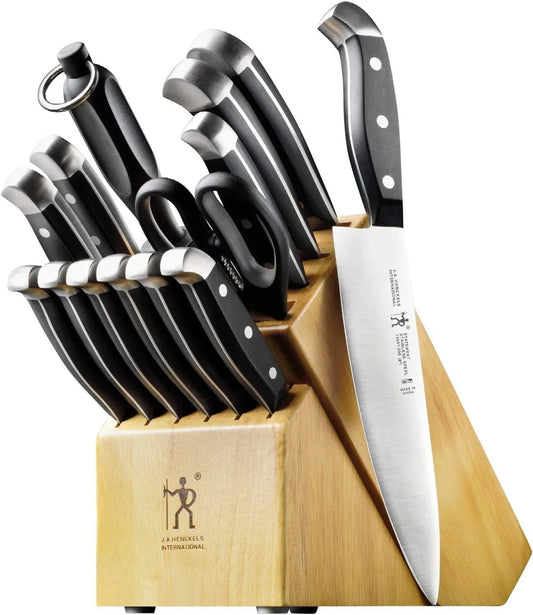 Statement Premium Quality 15-Piece Set with Block, Natural, Razor-Sharp, German Engineered Informed by 100+ Years of Mastery, Lightweight and Strong, Dishwasher Safe