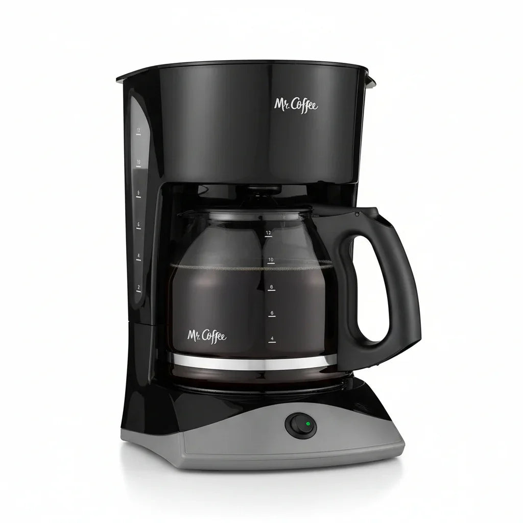 Black Coffee Maker, 12 Cups, with Auto Pause and Glass Carafe, Perfect for Home and Office Use