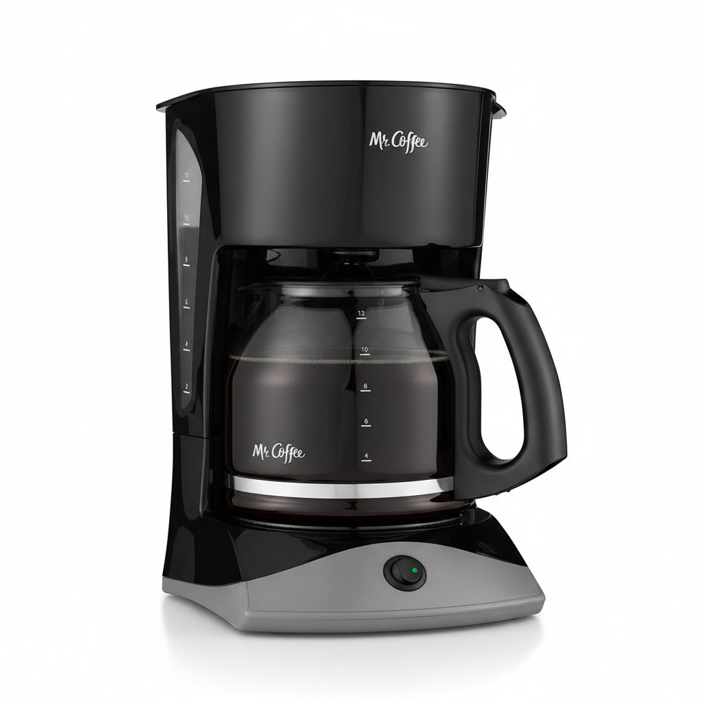 Black Coffee Maker, 12 Cups, with Auto Pause and Glass Carafe, Perfect for Home and Office Use