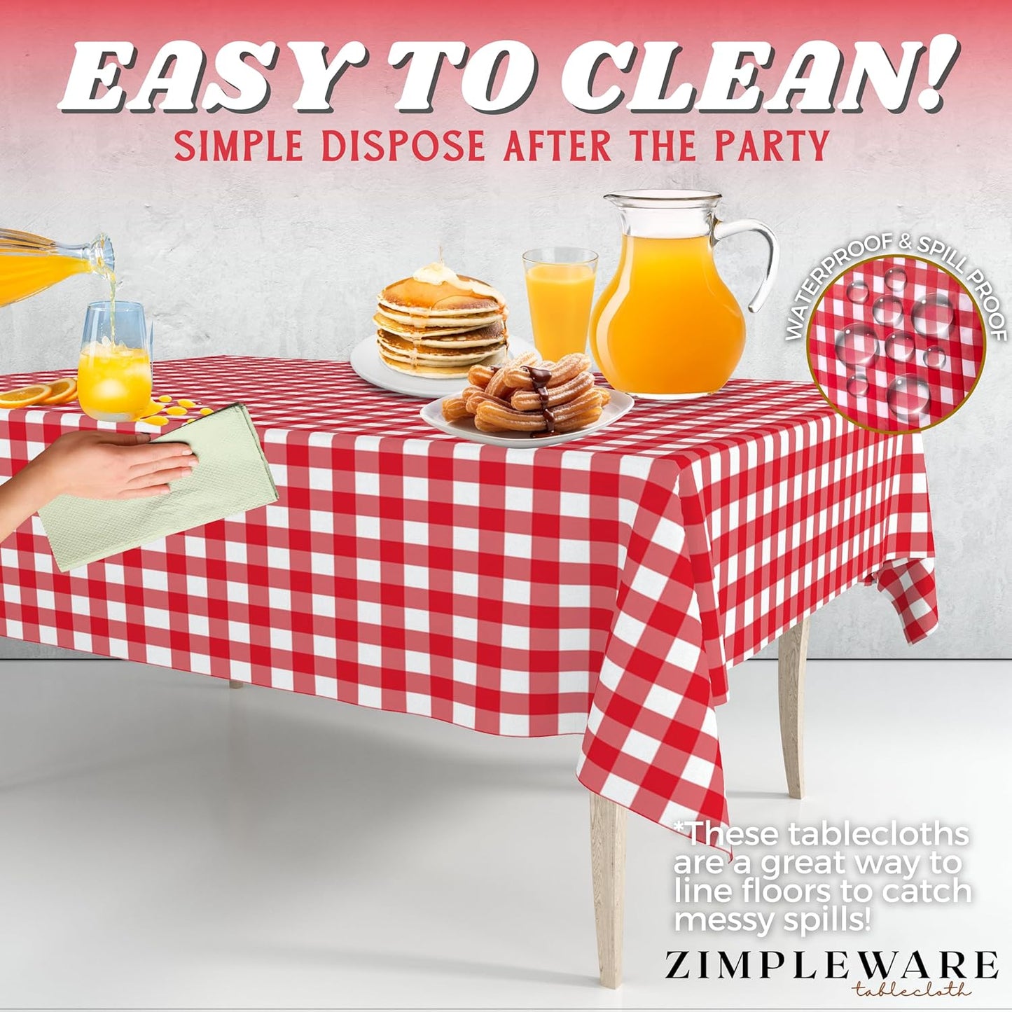 Premium Red Gingham Checkered Plastic Table Cloth Disposable (12 Pk) Plastic Tablecloths for Rectangle Tables (54In X 108In) Party Table Cloths Disposable for 6Ft to 8Ft Rectangle Tables