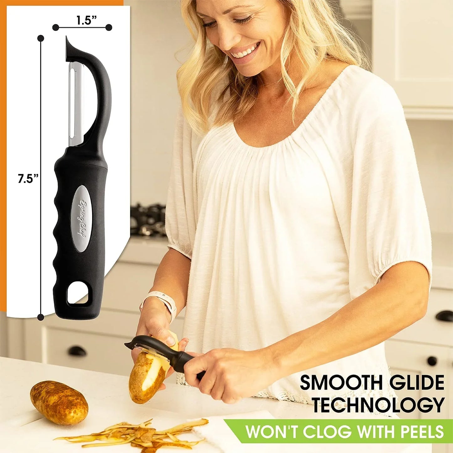 Premium Swivel Vegetable Peeler, Soft Grip Handle and Ultra Sharp Stainless Steel Blades - Perfect Kitchen Peeler for Veggie, Fruit, Potato, Carrot, Apple - Black
