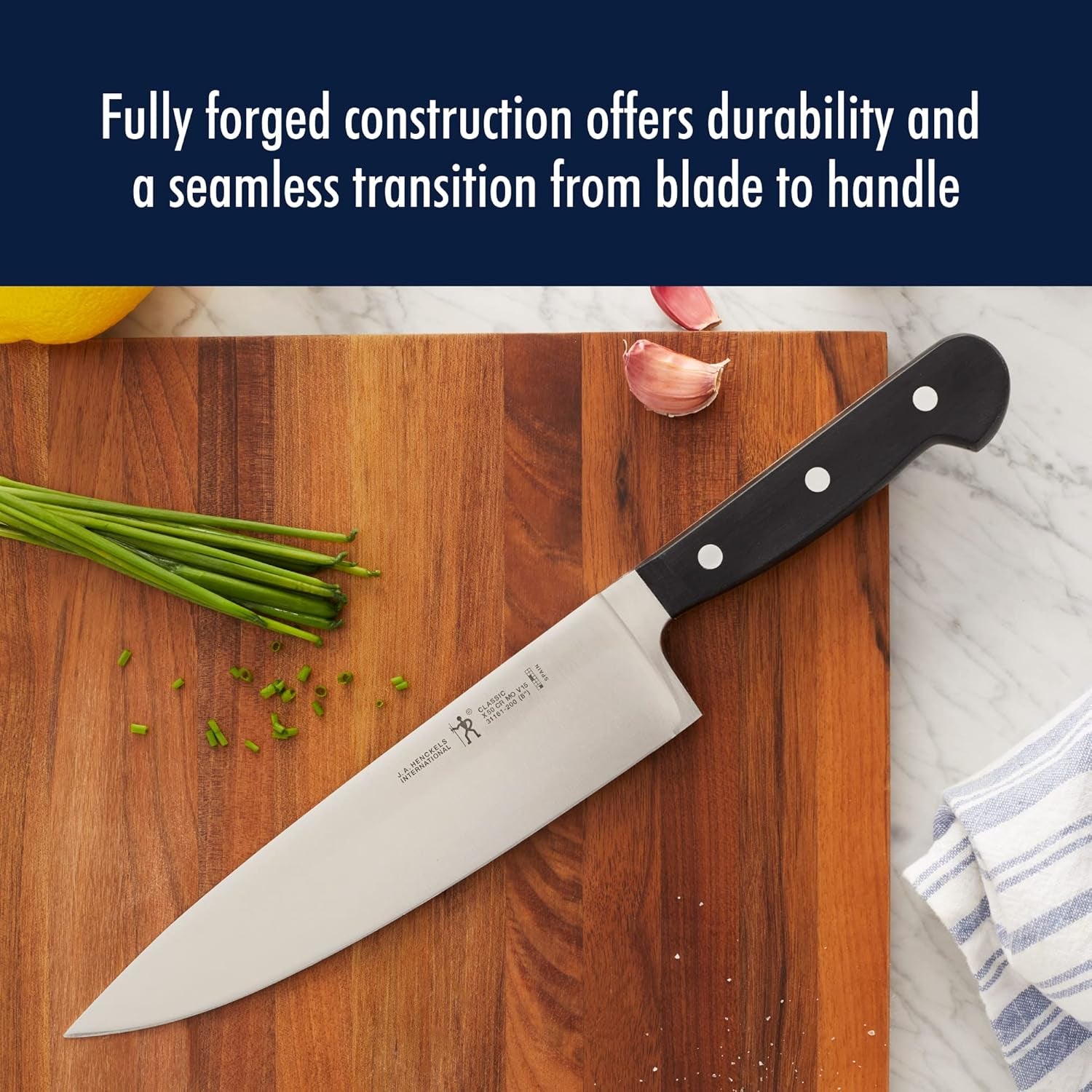 Classic Razor-Sharp 3-Piece Kitchen Knife Set, Chef Knife, Paring Knife, Utility Knife, German Engineered Informed by 100+ Years of Mastery, Stainless Steel
