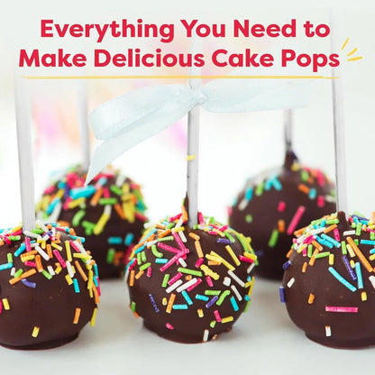 Chocolate cake pops with colorful sprinkles and white ribbon, perfect for baking and dessert making
