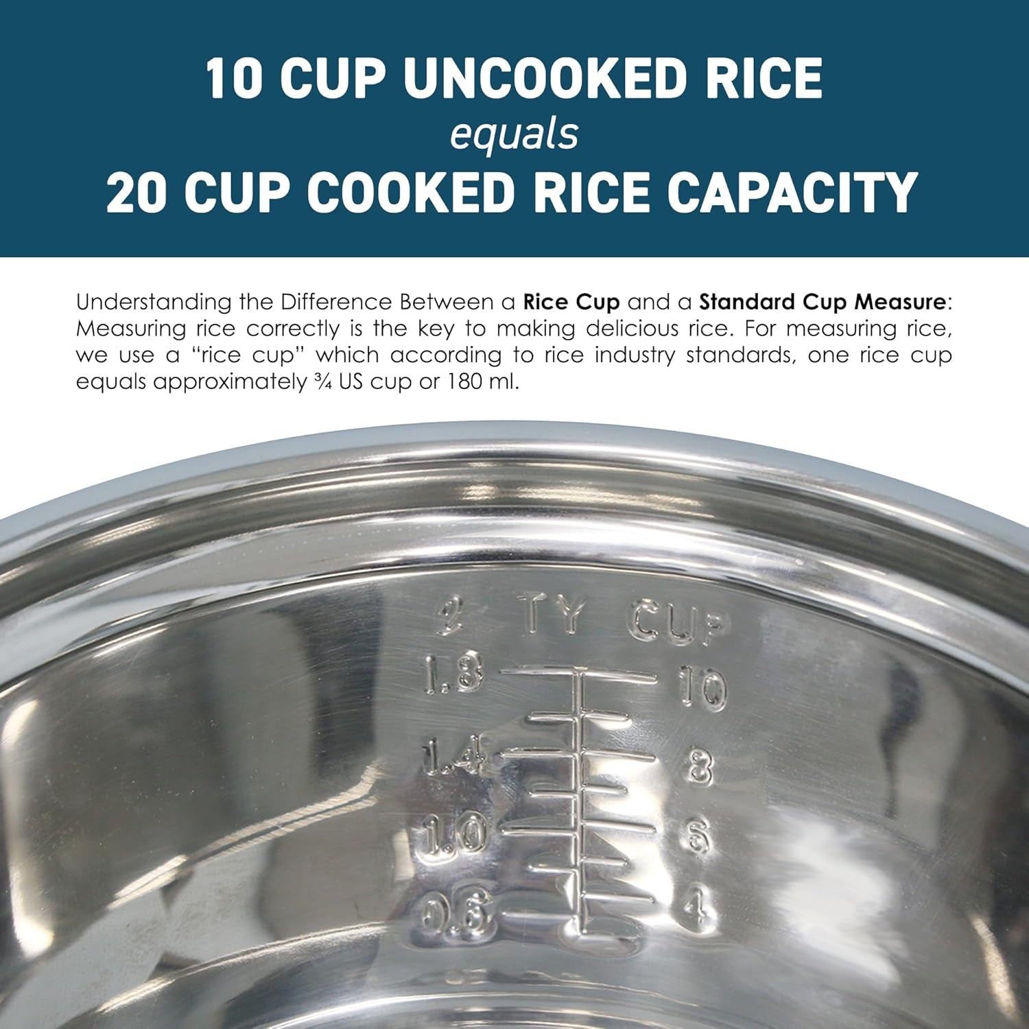 ERC-2020 Electric Rice Cooker with Stainless Steel Inner Pot Makes Soups, Stews, Grains, Cereals, Keep Warm Feature, 20 Cups Cooked (10 Cups Uncooked), White
