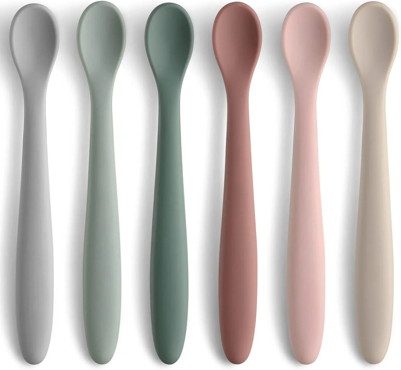 6-Piece Silicone Baby Feeding Spoons, First Stage Infant Spoons, Soft-Tip Easy on Gums I Baby Training Spoon | Infant Utensils Feeding Supplies, Dishwasher & Boil-Proof