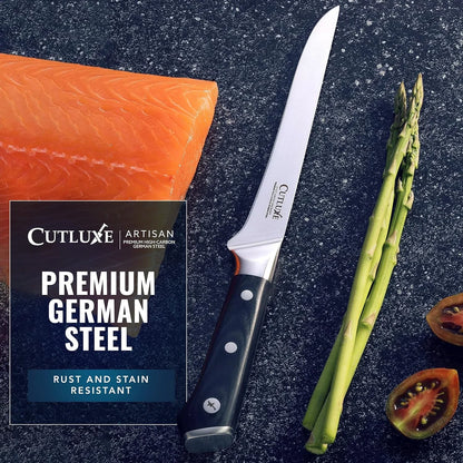 Boning Knife – 6" Razor Sharp Fillet – High Carbon German Steel – Full Tang Ergonomic Handle Design, Grilling Gifts for Men – Artisan Series