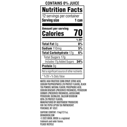 Brisk Lemon Iced Tea, 12 Fl Oz Cans (Pack of 12)
