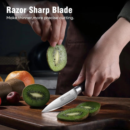 Paring Knife, 3.5 Inch Fruit Knife, High Carbon 5Cr15Mov Stainless Steel Forged Paring Knife, Ultra Sharp Small Kitchen Knife, Ergonomic Wooden Handle with Elegant Gift Box