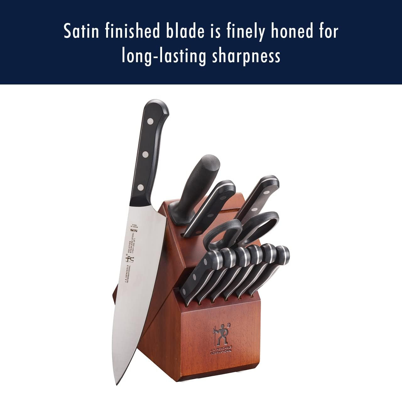 Solution Razor-Sharp 12-Pc Knife Set, Chef Knife, Bread Knife, Steak Knife, German Engineered Informed by 100+ Years of Mastery,Walnut