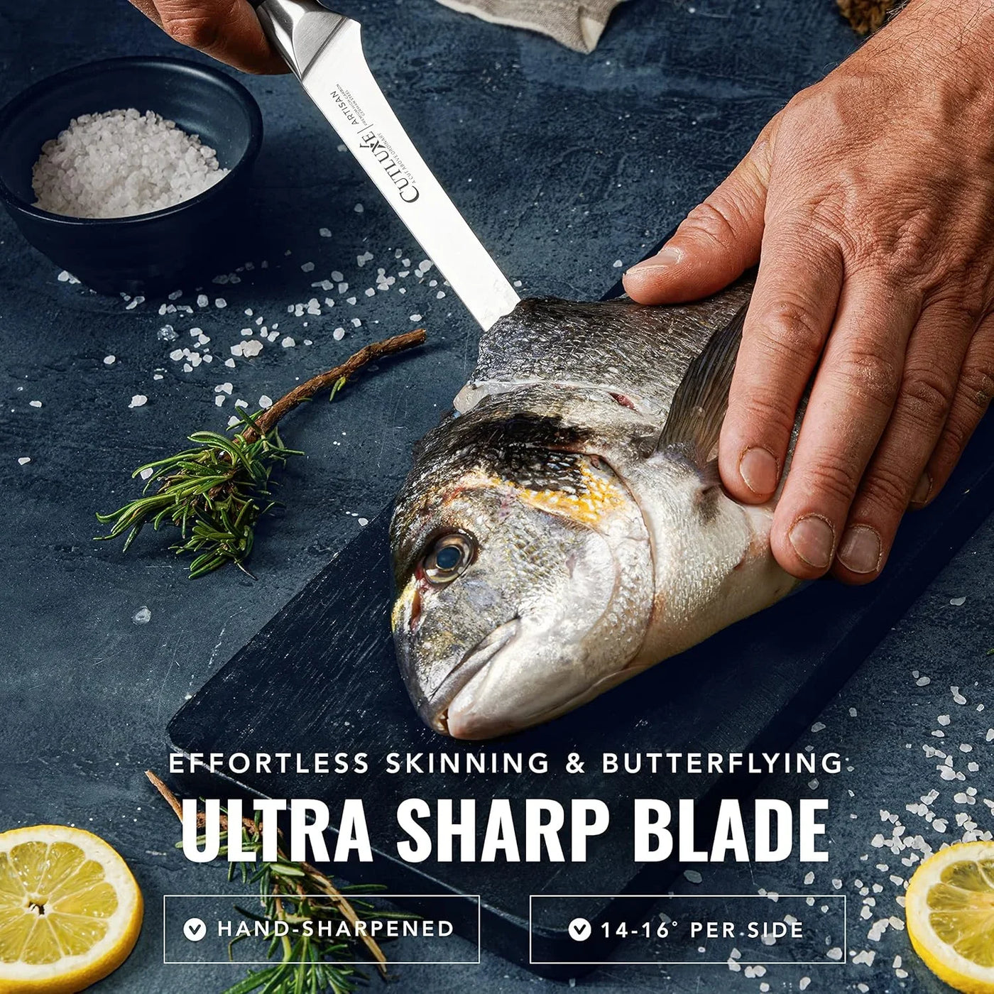 Boning Knife – 6" Razor Sharp Fillet – High Carbon German Steel – Full Tang Ergonomic Handle Design, Grilling Gifts for Men – Artisan Series