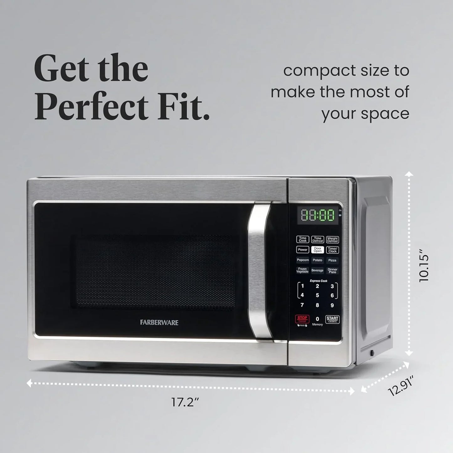 0.7 Cu. Ft. Countertop Microwave Oven – 700 Watts Power, Auto Cook Settings, Defrost, Easy Clean and Child Safety Lock - Stainless