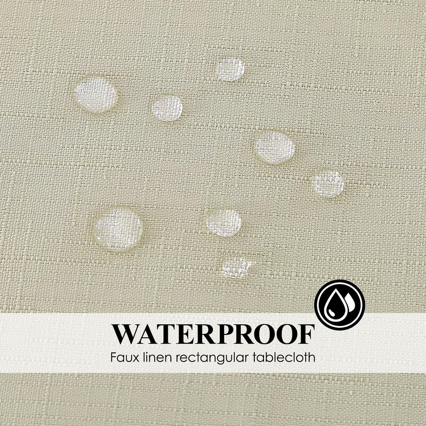 Faux Linen Rectangle Tablecloths 52X70 Inch Beige Waterproof Table Cloths for 4Ft Dining Table Banquets Buffet Parties and Wedding 1 Pack