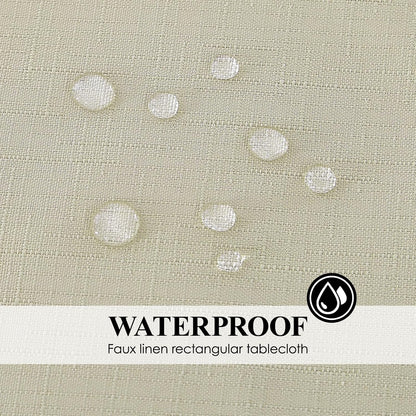Faux Linen Rectangle Tablecloths 52X70 Inch Beige Waterproof Table Cloths for 4Ft Dining Table Banquets Buffet Parties and Wedding 1 Pack