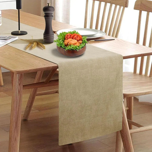Wipeable Table Runner, Thick Farmhouse Dresser Runner, Rustic Indoor/Outdoor (72'', Camel Brown)