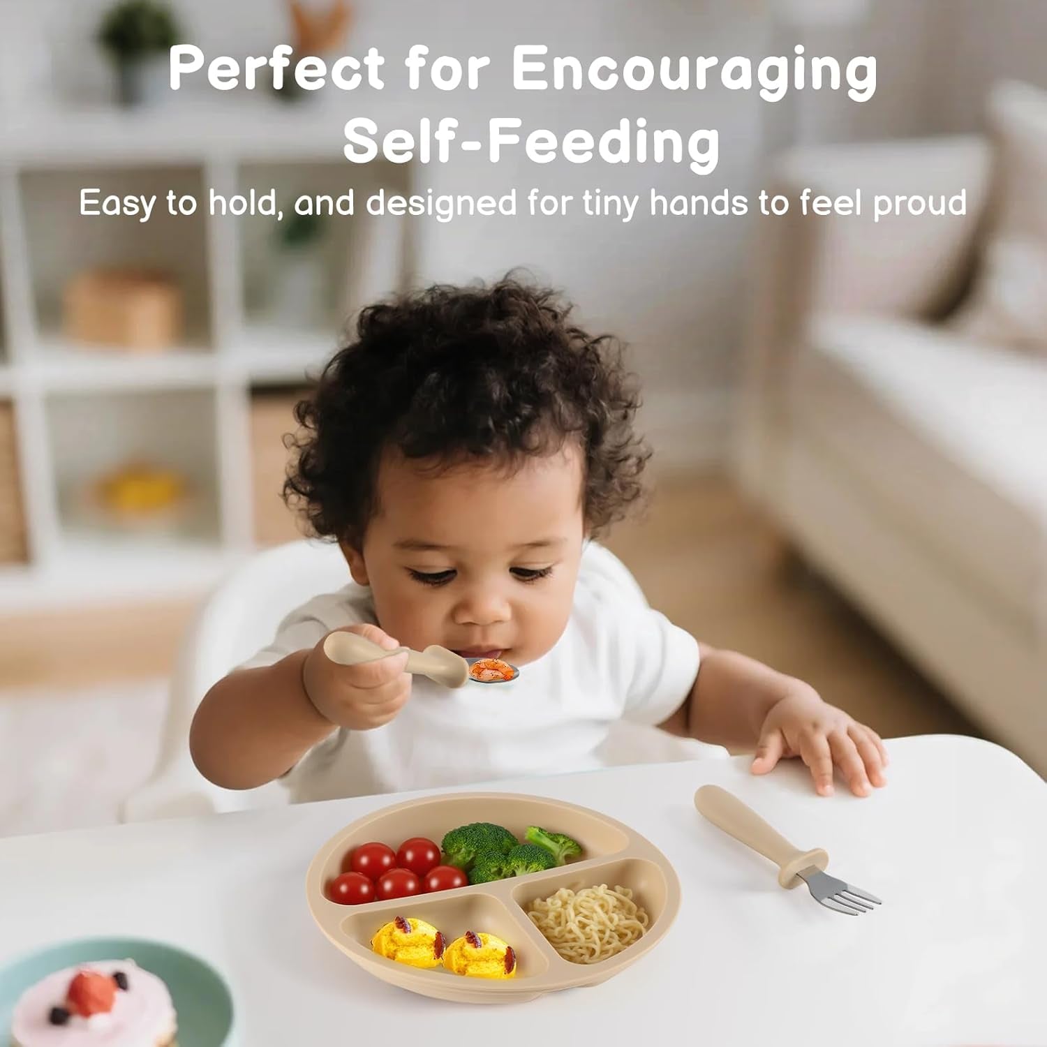 Toddler Utensils, 6 Pack Kids Silverware Set with Silicone Handle, 18/8 Stainless Steel Children Safe Forks and Spoons, Dishwasher Safe