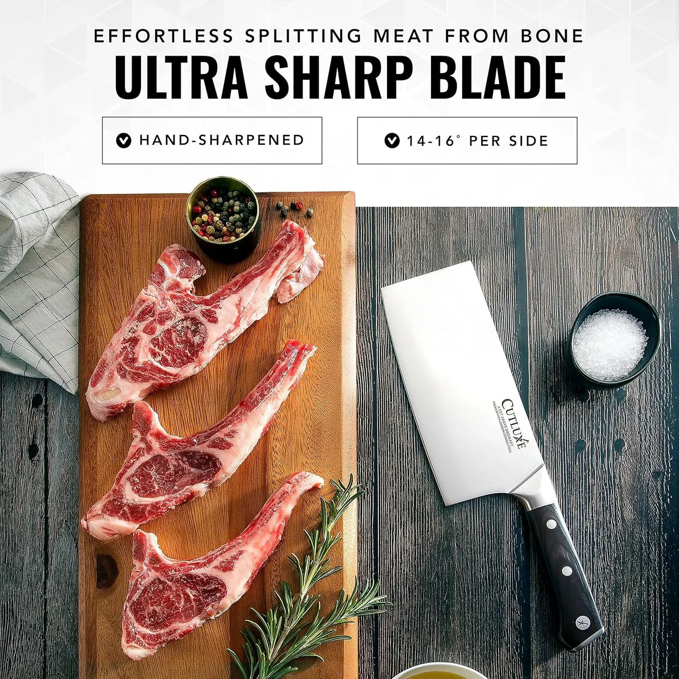 Cleaver Knife - 7" Meat Cleaver, Butcher Knife for Meat Cutting – German Steel Blade, Full Tang, Ergonomic Handle Design – Artisan Series